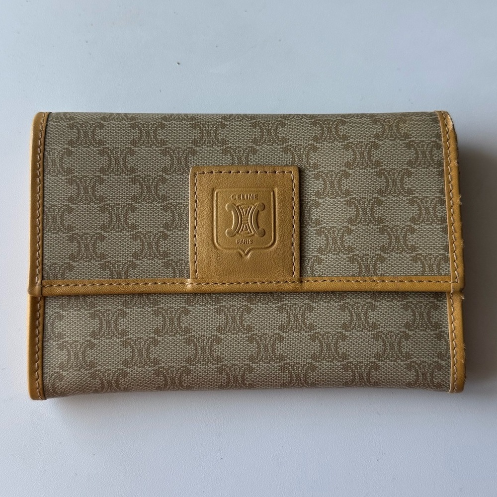 Vintage Celine Macadam Coated Canvas Compact Wallet